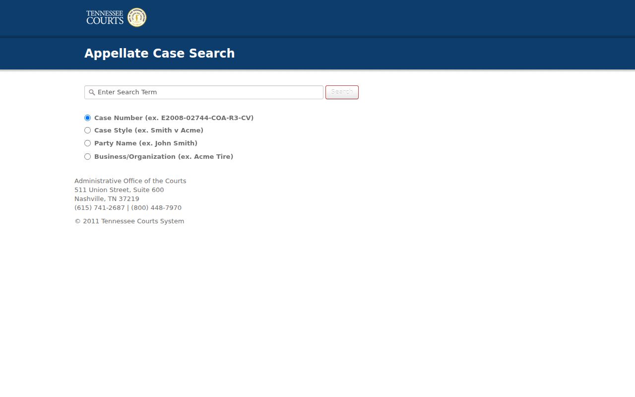 Putnam County case search Tennessee appellate form