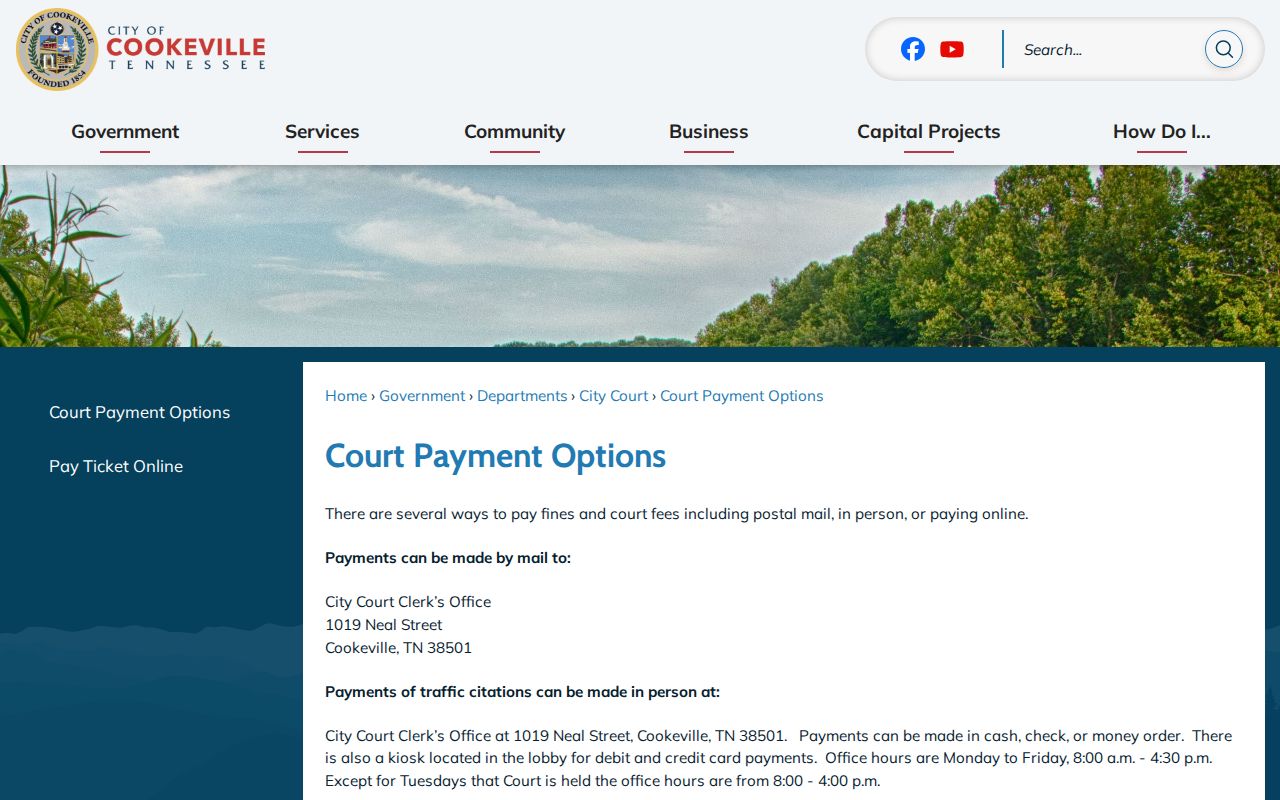 Cookeville court docket city ticket payment channels