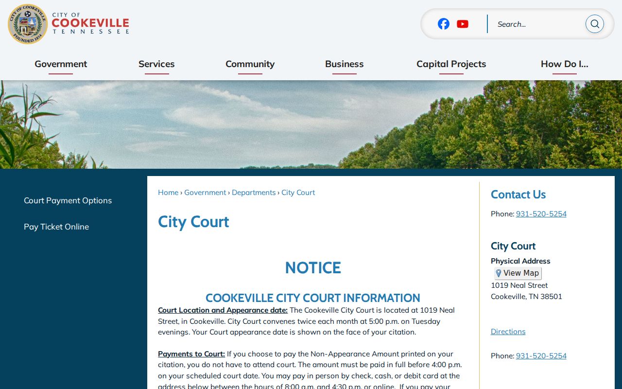 Cookeville court docket municipal court information