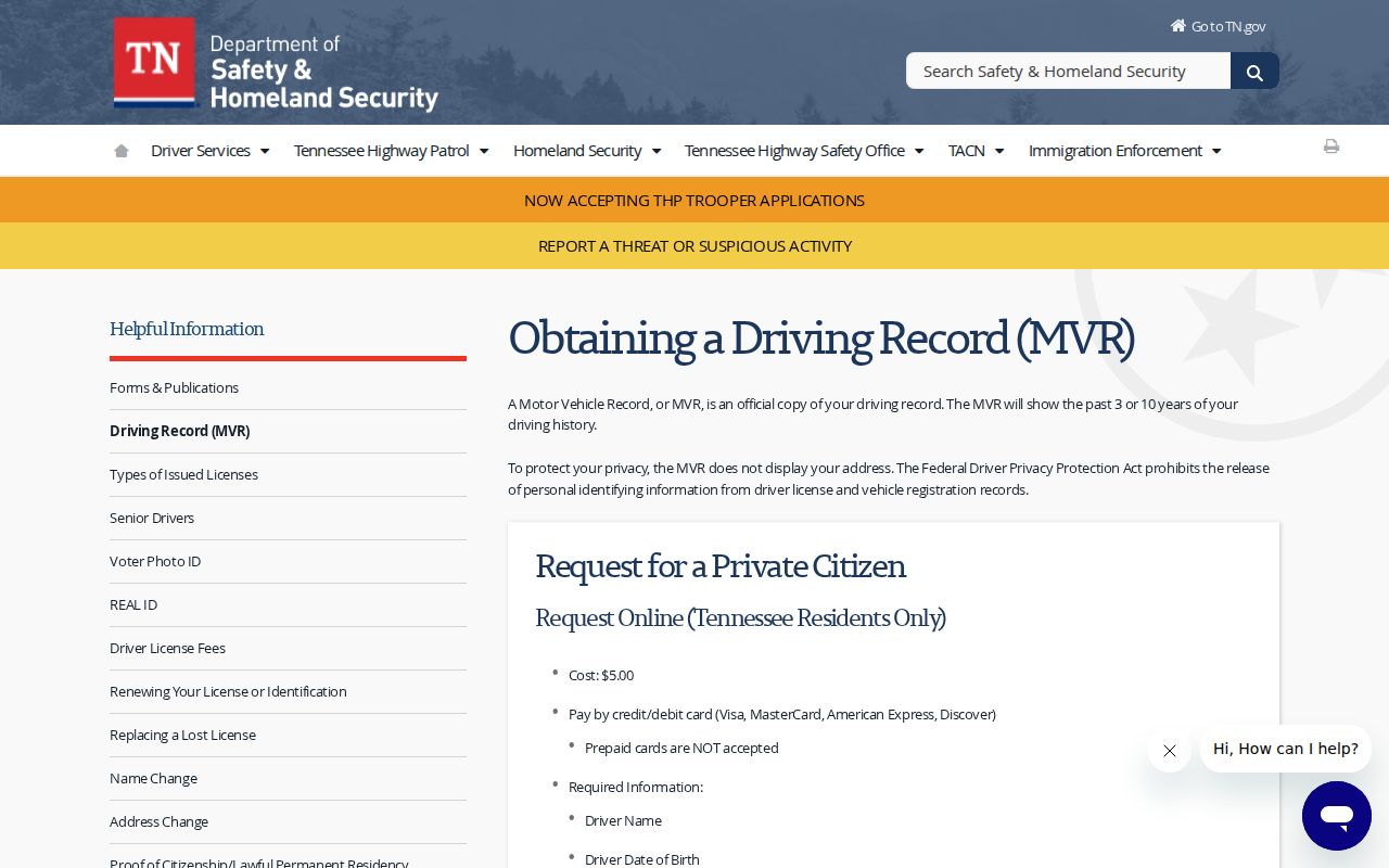 Putnam County traffic court record versus Tennessee driver record