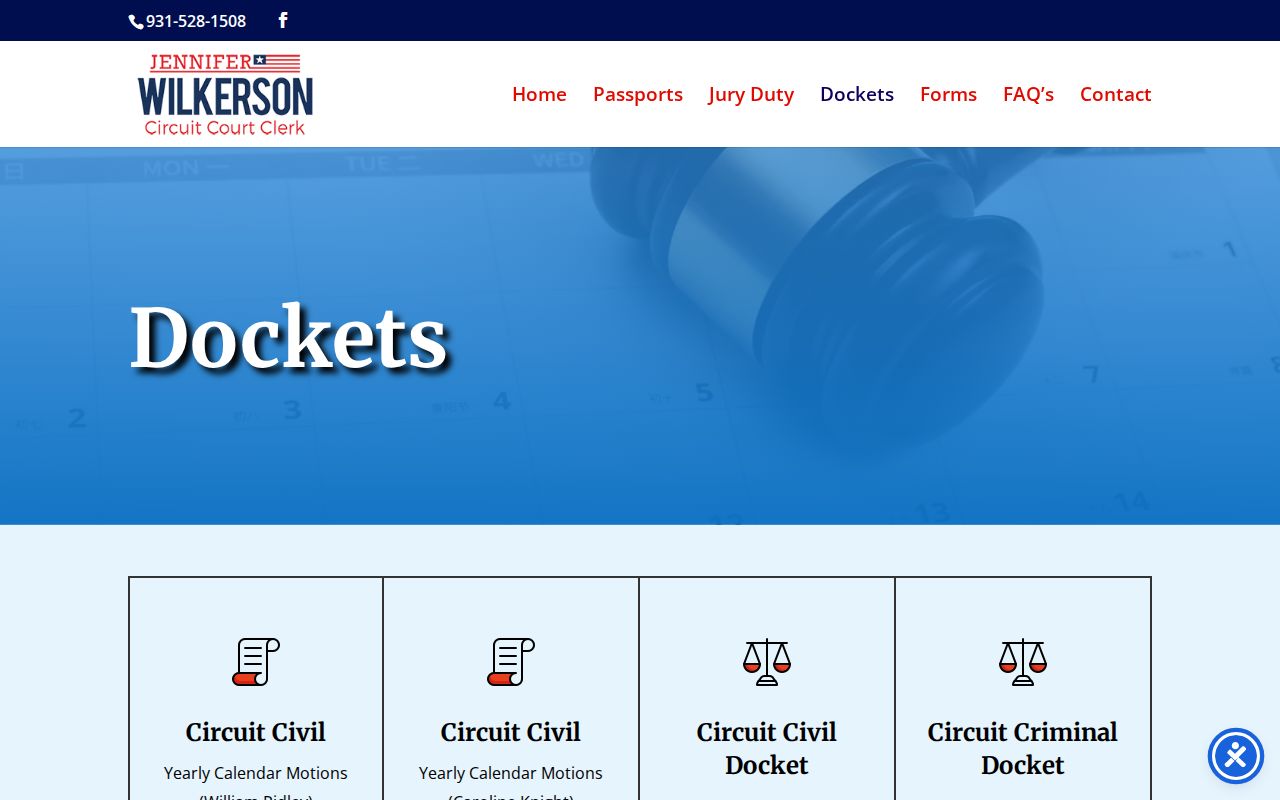Putnam County court docket PDF index