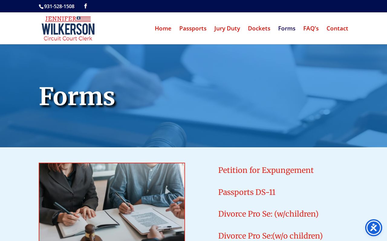 Putnam County court docket case forms